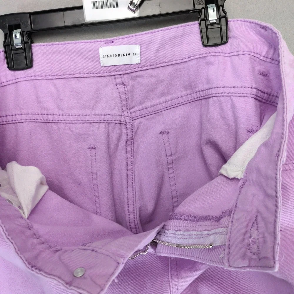STNDRD Denim Purple Wide Leg Cropped Jeans Women's 14 High Rise Stretch‎ 31x26